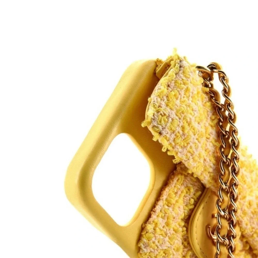 Chanel Pearl Crush Phone Case with Chain Quilted Tweed iPhone 13 Pro